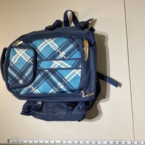 Navy Blue Plaid Picnic Backpack